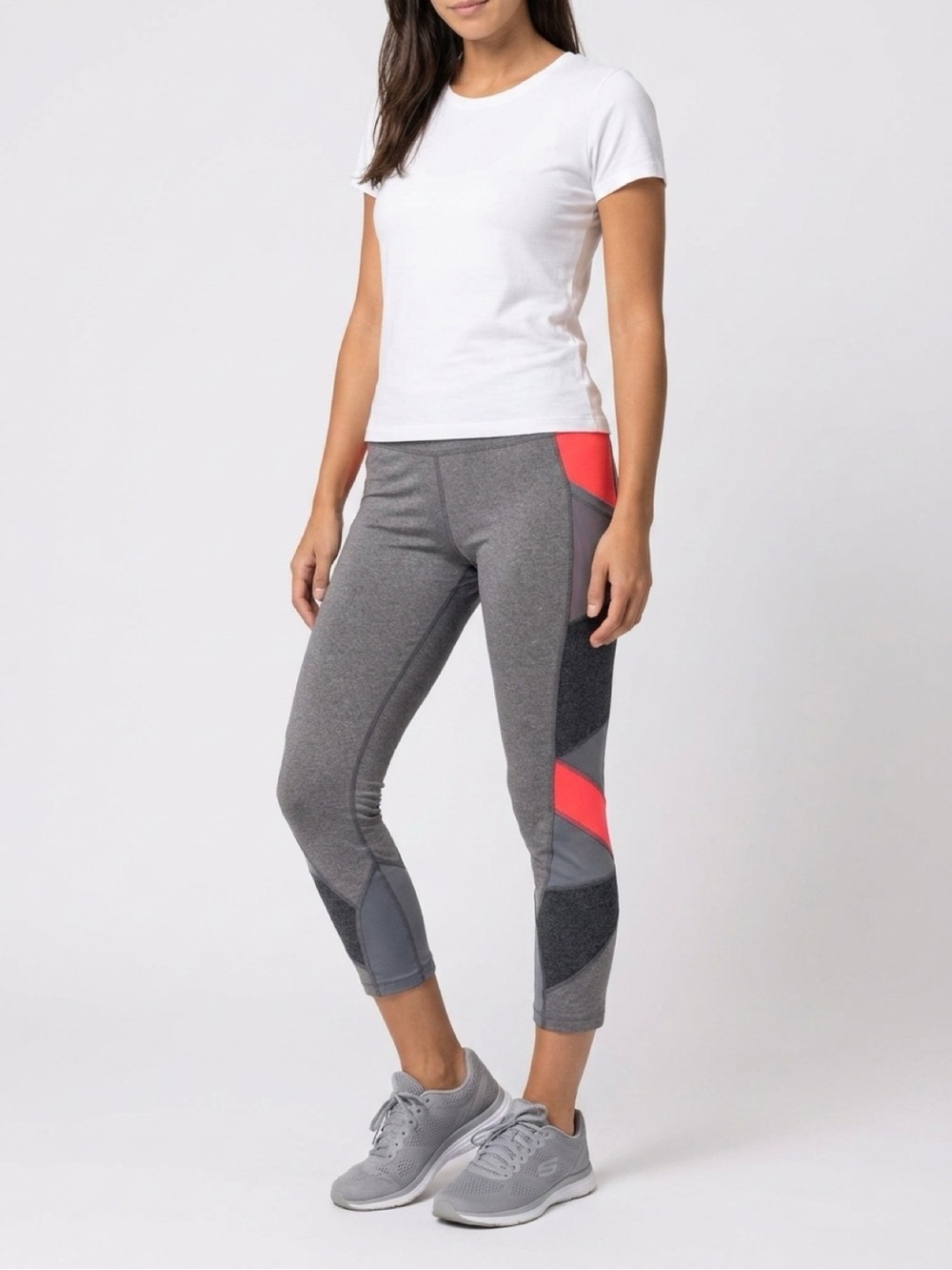 Aviva Women’s s Gray Leggings with Pink Contrast Panels
